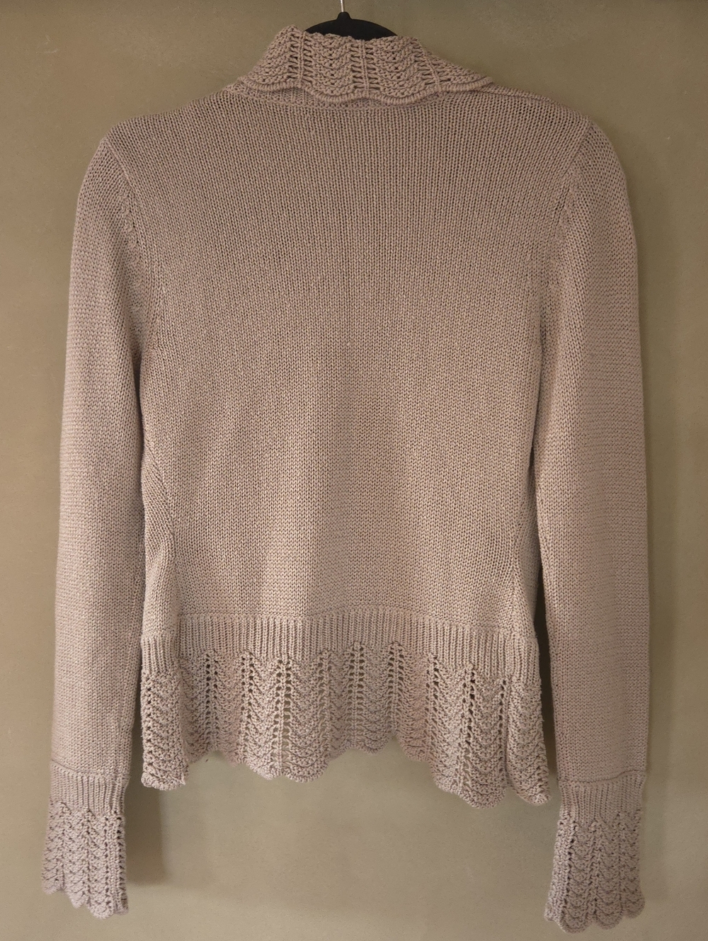 Mexx | Taupe Scallop-Edged Open Cardigan, Size XS - Picture 3 of 8